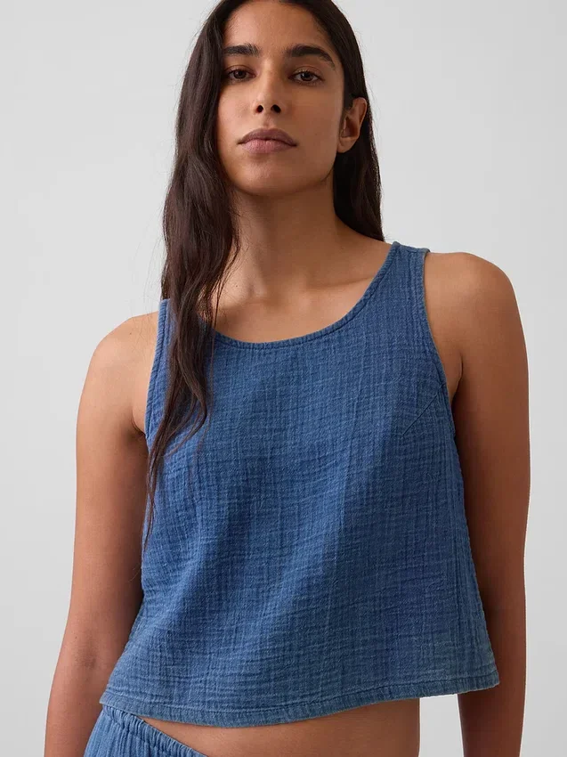 Débardeur en denim de gaze de coton