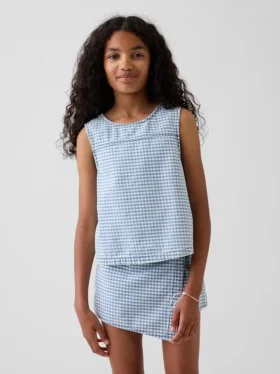 Débardeur en denim vichy pour enfant