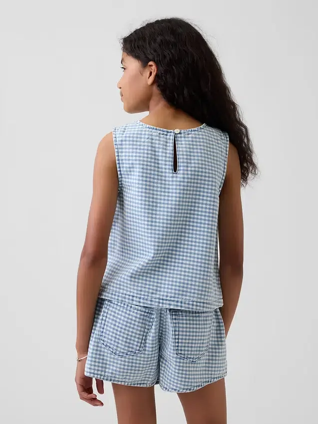 Débardeur en denim vichy pour enfant