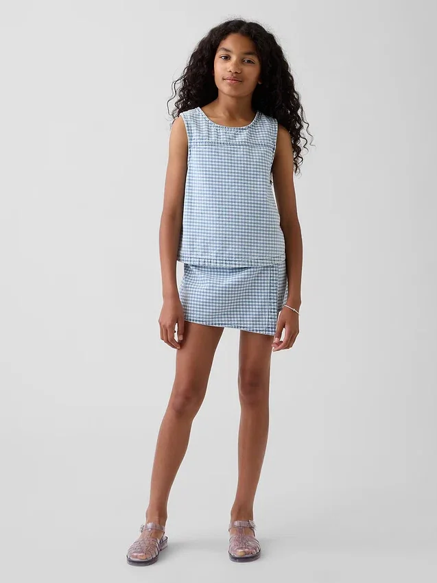 Débardeur en denim vichy pour enfant