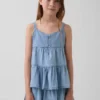 Débardeur en denim à volants pour enfants