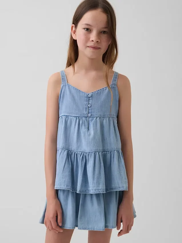 Débardeur en denim à volants pour enfants