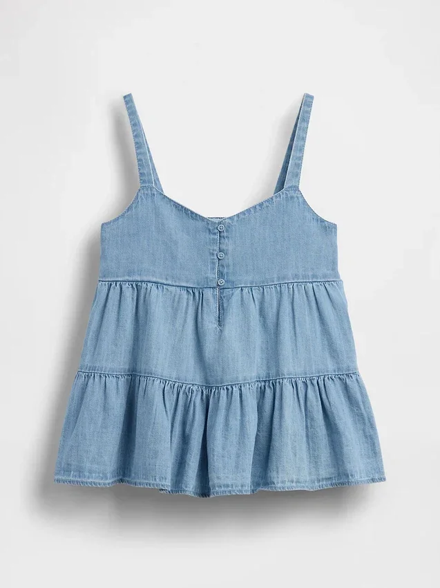 Débardeur en denim à volants pour enfants