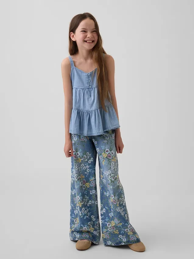Débardeur en denim à volants pour enfants