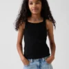 Débardeur enfant à col carré en maille côtelée
