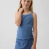 Débardeur enfant à col carré en maille côtelée