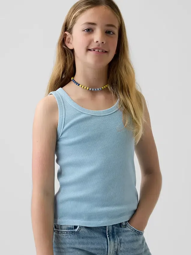 Débardeur enfant à encolure dégagée en maille côtelée