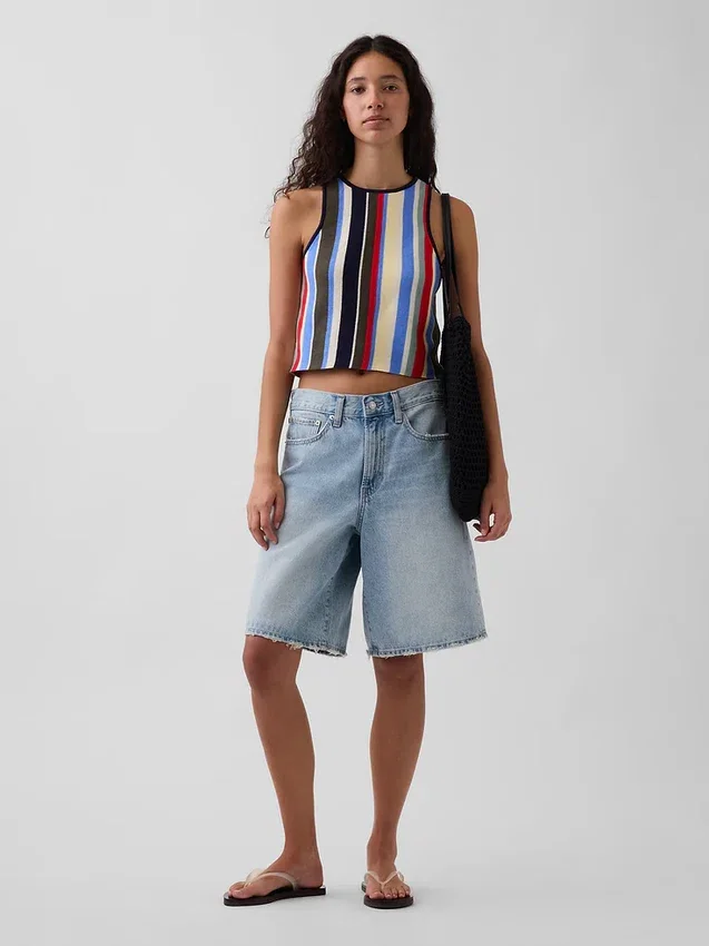Débardeur-pull à rayures 100 % coton avec encolure dos nu