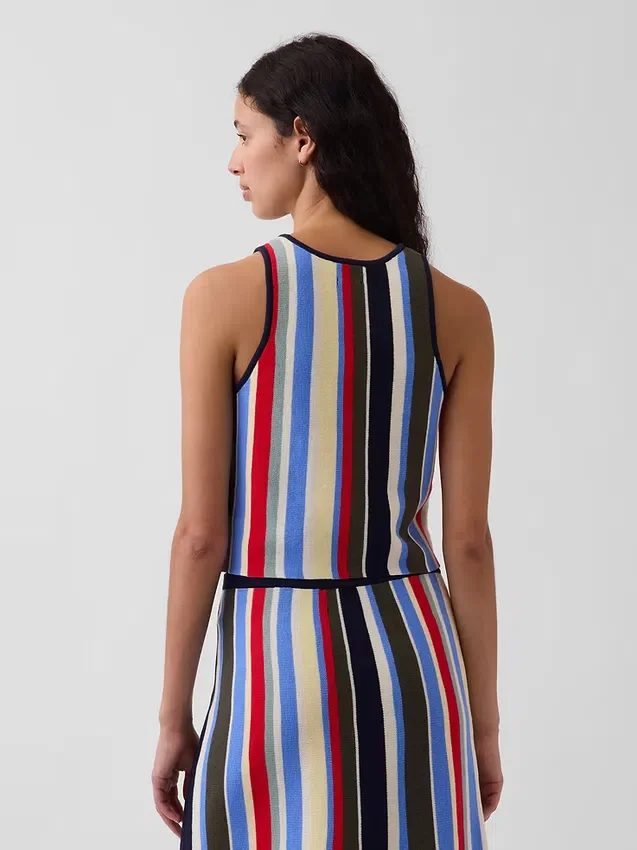 Débardeur-pull à rayures 100 % coton avec encolure dos nu