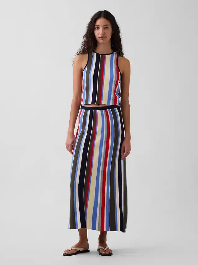 Débardeur-pull à rayures 100 % coton avec encolure dos nu