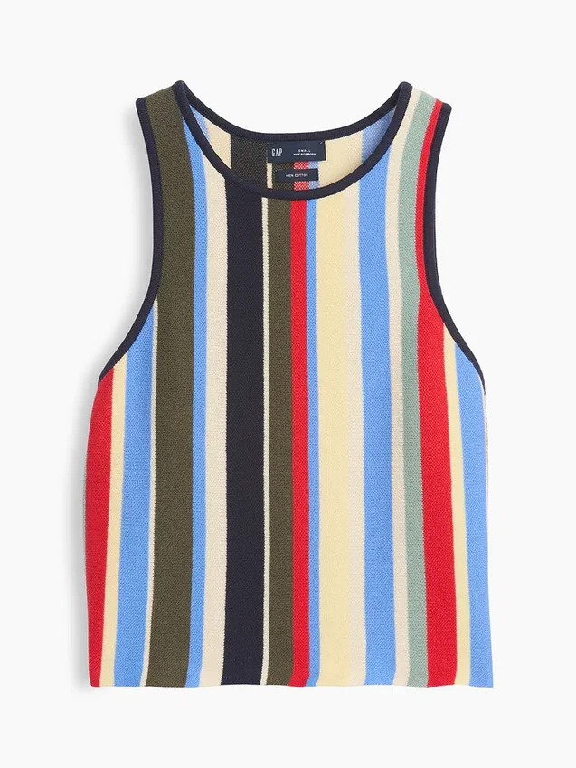 Débardeur-pull à rayures 100 % coton avec encolure dos nu
