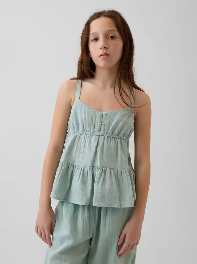Débardeur à volants en gaze de coton pour enfant