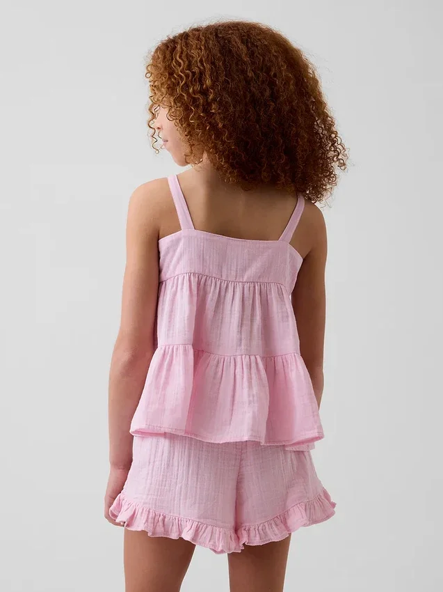 Débardeur à volants en gaze de coton pour enfant