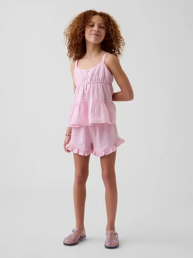 Débardeur à volants en gaze de coton pour enfant