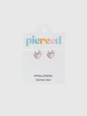 Duo de breloques en forme de cœur ajouré pour boucles d'oreilles « huggie »