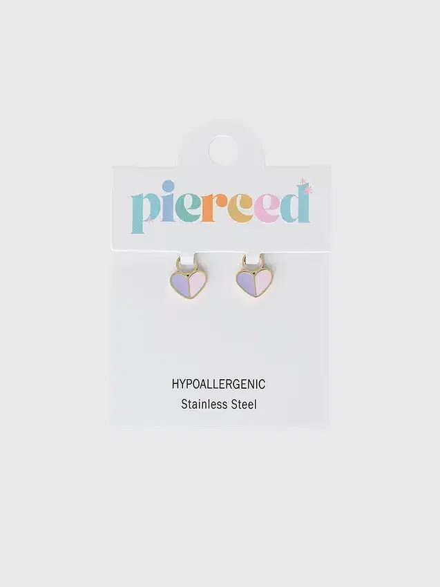 Duo de breloques en forme de cœur ajouré pour boucles d'oreilles « huggie »