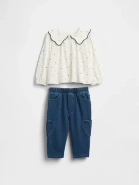 Ensemble bébé composé d’un haut à col et d’un pantalon à enfiler