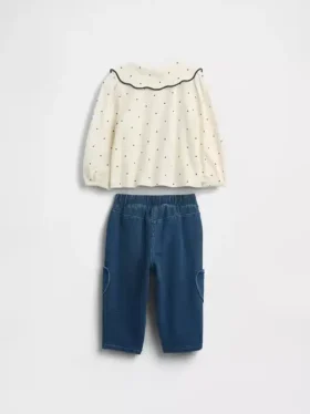 Ensemble bébé composé d’un haut à col et d’un pantalon à enfiler