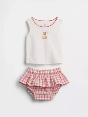 Ensemble bébé : débardeur Brannan Bear et jupe-short à carreaux