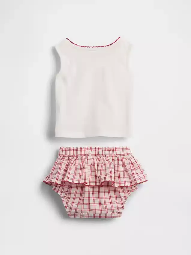 Ensemble bébé : débardeur Brannan Bear et jupe-short à carreaux