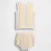 Ensemble bébé : débardeur et short rayés au crochet