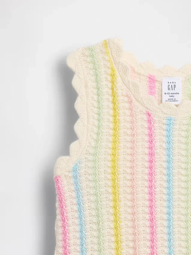 Ensemble bébé : débardeur et short rayés au crochet