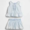 Ensemble bébé en denim avec nœud