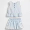 Ensemble bébé en denim avec nœud