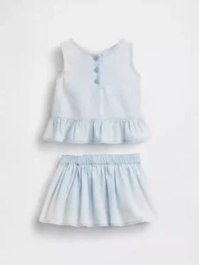 Ensemble bébé en denim avec nœud