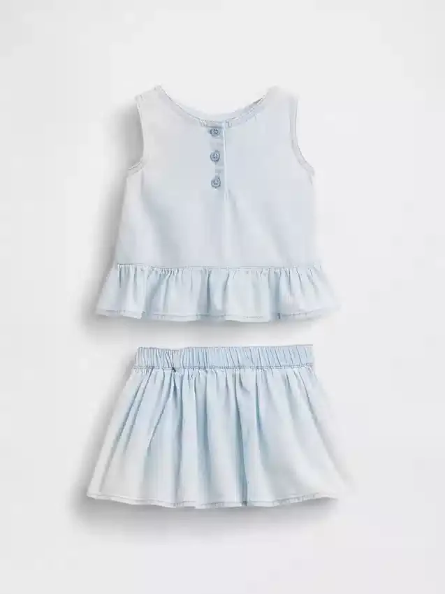 Ensemble bébé en denim avec nœud