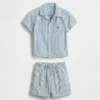 Ensemble bébé en denim rayé