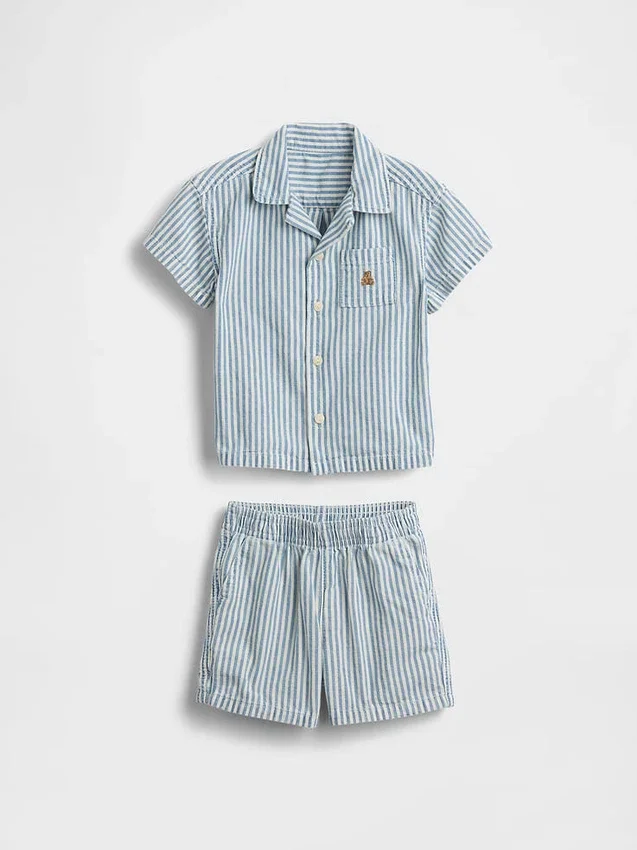 Ensemble bébé en denim rayé