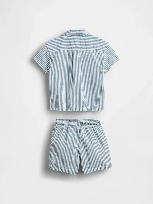 Ensemble bébé en denim rayé