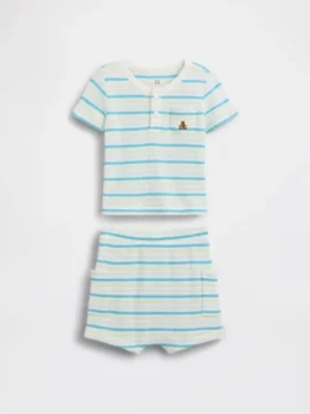 Ensemble bébé Henley en maille gaufrée