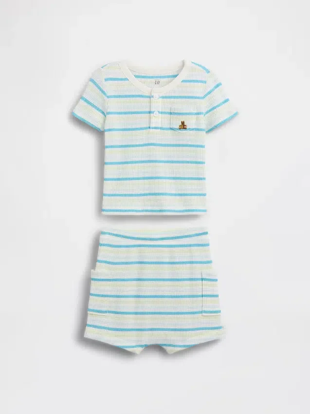 Ensemble bébé Henley en maille gaufrée