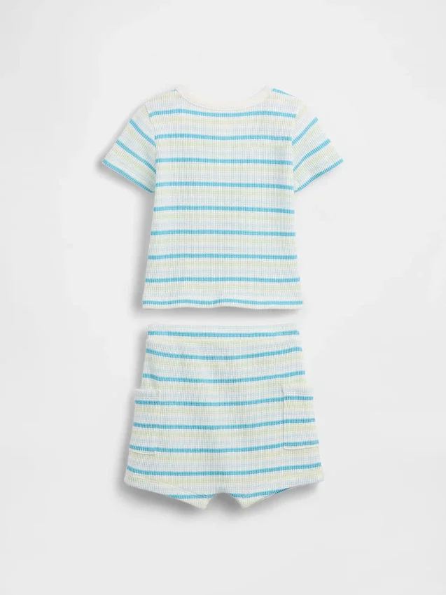 Ensemble bébé Henley en maille gaufrée