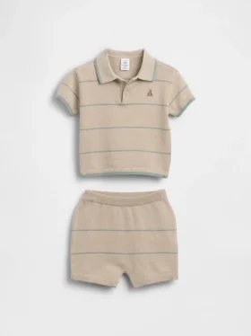 Ensemble bébé polo et short à rayures