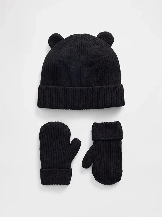 Ensemble bonnet et mitaines CashSoft « Ours » pour Bébé & Enfant