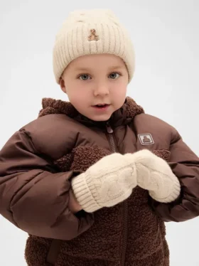 Ensemble bonnet et mitaines en maille torsadée CashSoft pour Bébé & Enfant