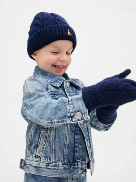 Ensemble bonnet et mitaines en maille torsadée CashSoft pour Bébé & Enfant