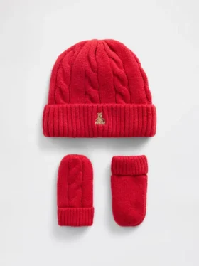 Ensemble bonnet et mitaines en maille torsadée CashSoft pour Bébé & Enfant
