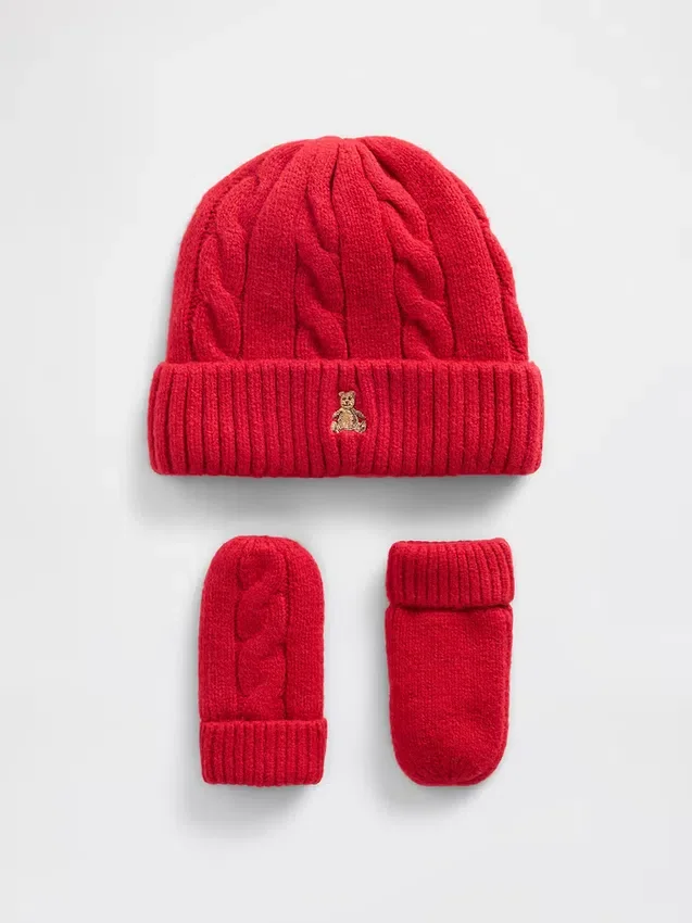 Ensemble bonnet et mitaines en maille torsadée CashSoft pour Bébé & Enfant