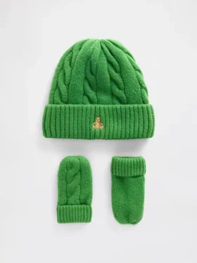 Ensemble bonnet et mitaines en maille torsadée CashSoft pour Bébé & Enfant