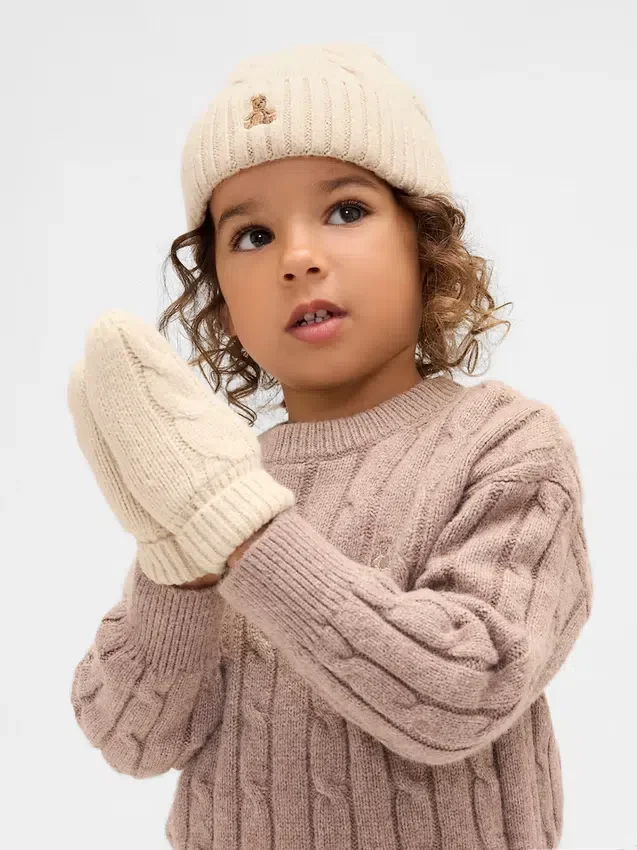 Ensemble bonnet et mitaines en maille torsadée CashSoft pour Bébé & Enfant