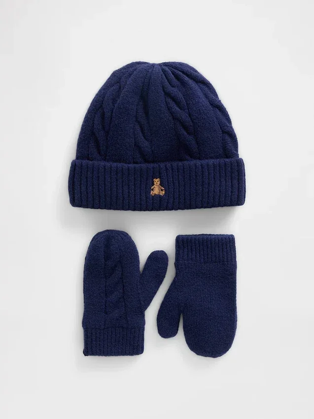 Ensemble bonnet et mitaines en maille torsadée CashSoft pour Bébé & Enfant