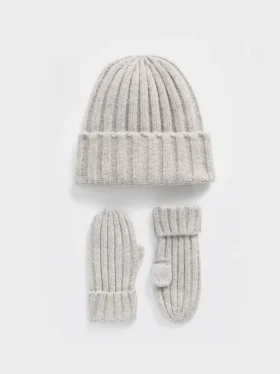 Ensemble bonnet et mitaines en tricot côtelé CashSoft pour Bébé & Enfant
