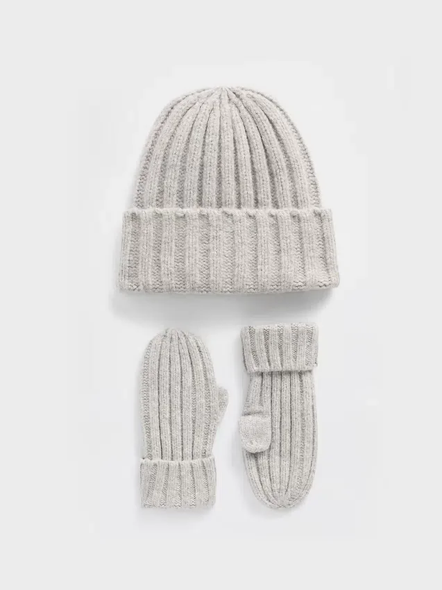 Ensemble bonnet et mitaines en tricot côtelé CashSoft pour Bébé & Enfant