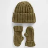 Ensemble bonnet et mitaines en tricot côtelé CashSoft pour Bébé & Enfant