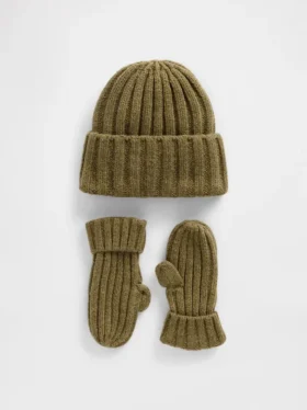 Ensemble bonnet et mitaines en tricot côtelé CashSoft pour Bébé & Enfant