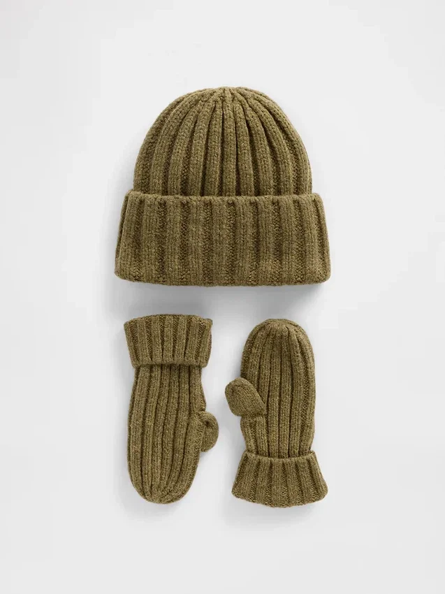 Ensemble bonnet et mitaines en tricot côtelé CashSoft pour Bébé & Enfant